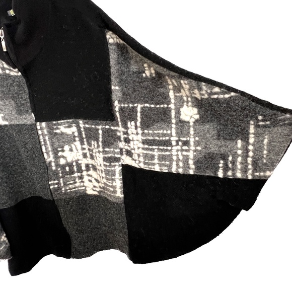 DOLCEZZA Italy poncho cape one size wool blend zip up black gray cream - Picture 2 of 7